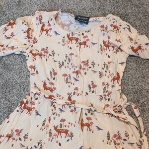 Mod cloth Woodland Deer Print Button-Front Dress in Cream and Rust